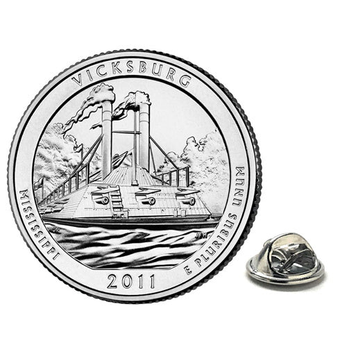 Vicksburg National Military Park Coin Lapel Pin Uncirculated U.S. Quarter 2011 Tie Pin