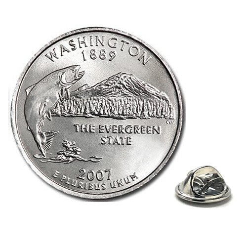 Washington State Quarter Coin Lapel Pin Uncirculated U.S. Quarter 2007 Tie Pin