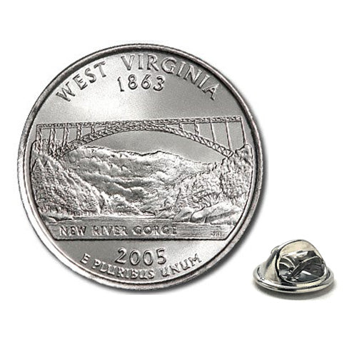 West Virginia State Quarter Coin Lapel Pin Uncirculated U.S. Quarter 2005 Tie Pin