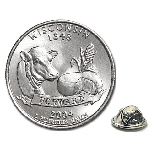 Wisconsin State Quarter Coin Lapel Pin Uncirculated U.S. Quarter 2004 Tie Pin