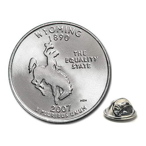 Wyoming State Quarter Coin Lapel Pin Uncirculated U.S. Quarter 2007 Tie Pin