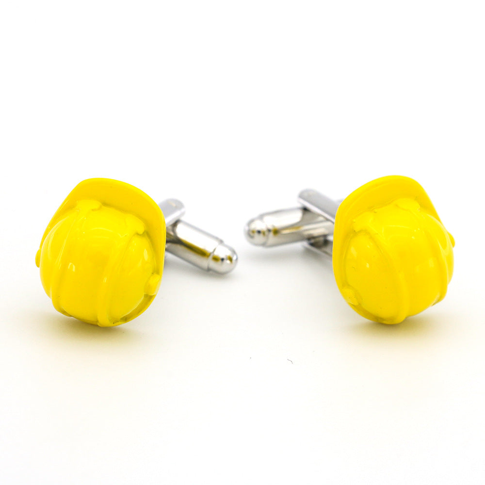 Hard Hat Cufflinks Construction Worker Builder Cuffs Yellow Enamel Hardhat Cuff Links