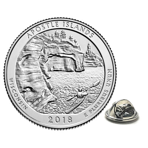 Apostle Islands National Lakeshore Park Coin Lapel Pin Uncirculated U.S. Quarter 2018 Tie Pin