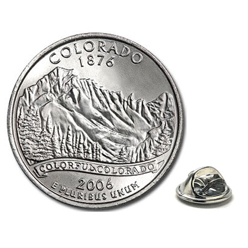 Colorado State Quarter Coin Lapel Pin Uncirculated U.S. Quarter 2006 Tie Pin