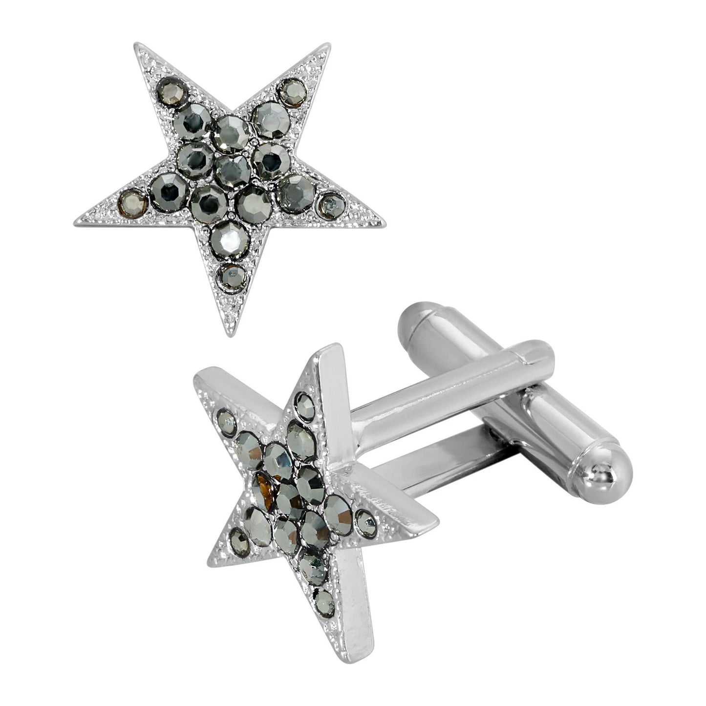 Men's Cufflinks Jewelry Hematite Color Crystal Star Cuff Links