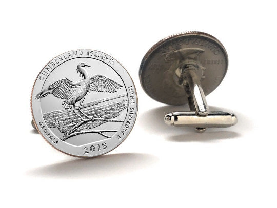 Cumberland Island National Seashore Coin Cufflinks Uncirculated U.S. Quarter 2018 Cuff Links Enamel Backing Cufflinks
