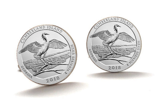 Cumberland Island National Seashore Coin Cufflinks Uncirculated U.S. Quarter 2018 Cuff Links Enamel Backing Cufflinks