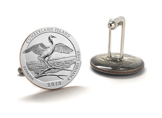 Cumberland Island National Seashore Coin Cufflinks Uncirculated U.S. Quarter 2018 Cuff Links Enamel Backing Cufflinks