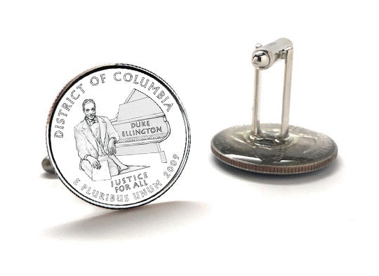 District of Columbia Coin Cufflinks Uncirculated U.S. Quarter 2009 Cuff Links Enamel Backing Cufflinks