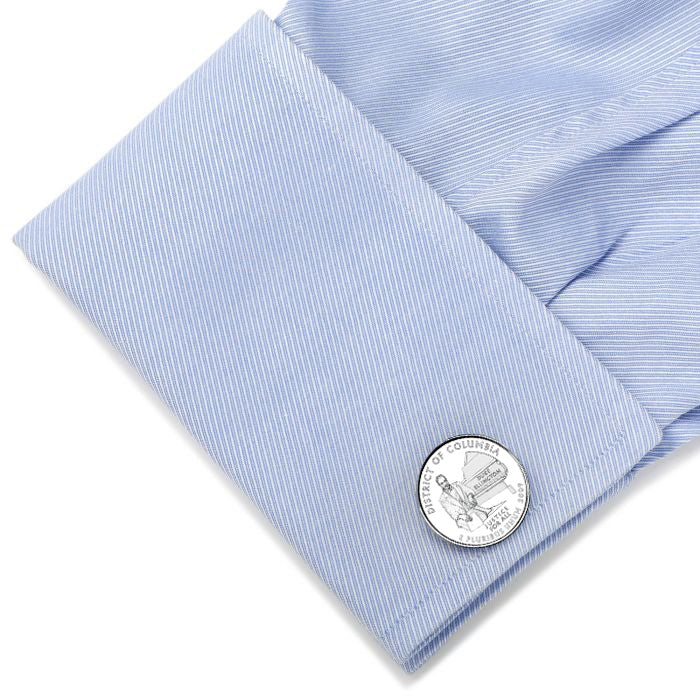 District of Columbia Coin Cufflinks Uncirculated U.S. Quarter 2009 Cuff Links Enamel Backing Cufflinks