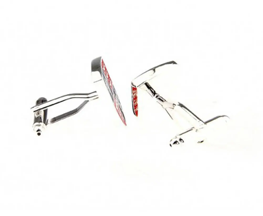Bicycle handlebar with red and black design on a white background