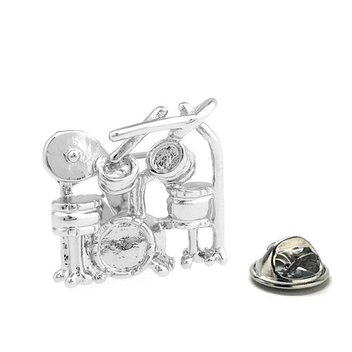 Silver drum set charm on a white background