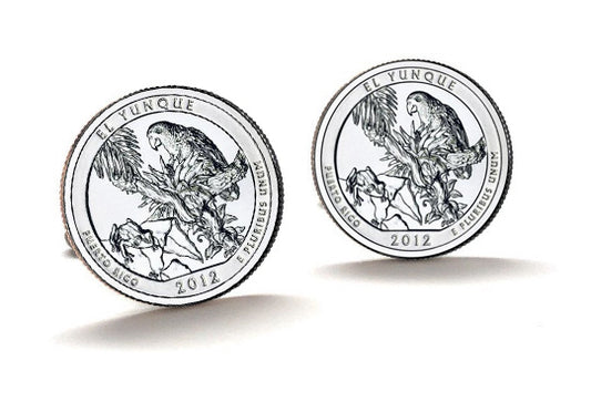 El Yunque National Park Coin Cufflinks Uncirculated U.S. Quarter 2012 Cuff Links Enamel Backing Cufflinks