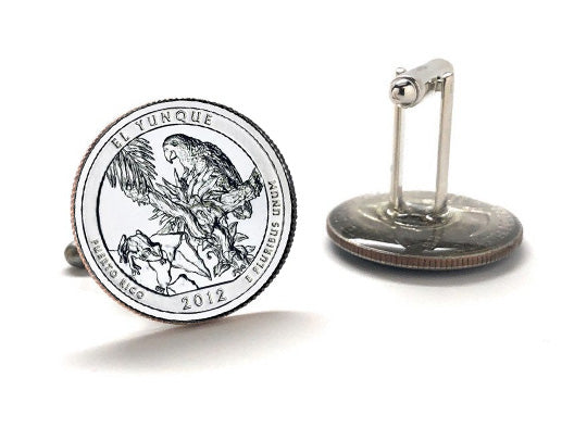 El Yunque National Park Coin Cufflinks Uncirculated U.S. Quarter 2012 Cuff Links Enamel Backing Cufflinks