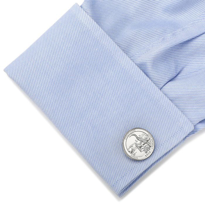 Everglades National Park Coin Cufflinks Uncirculated U.S. Quarter 2014 Cuff Links Enamel Backing Cufflinks