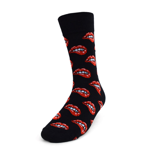 Hot Lips Socks Sexy Lip Bite Funny Socks Fun Crazy Kissing Love Crew Socks Party All Night Bring it Home Socks