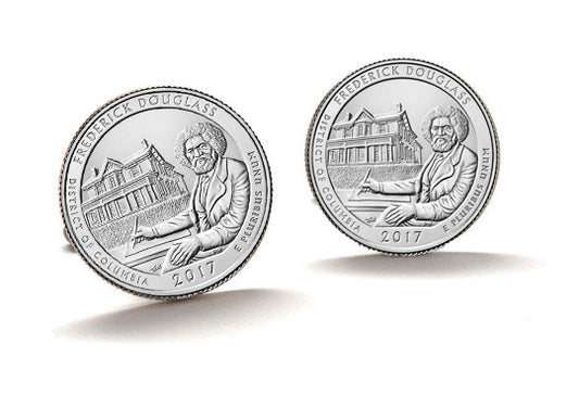 Frederick Douglass National Historic Site Coin Cufflinks Uncirculated U.S. Quarter 2017 Cuff Links Enamel Backing Cufflinks