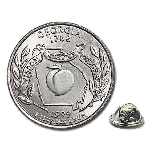 Georgia State Quarter Coin Lapel Pin Uncirculated U.S. Quarter 1999 Tie Pin