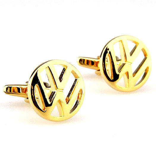 Volkswagen Cufflinks Hood Emblem Gold Cut Out Design Car Logo Car VW Cuff links