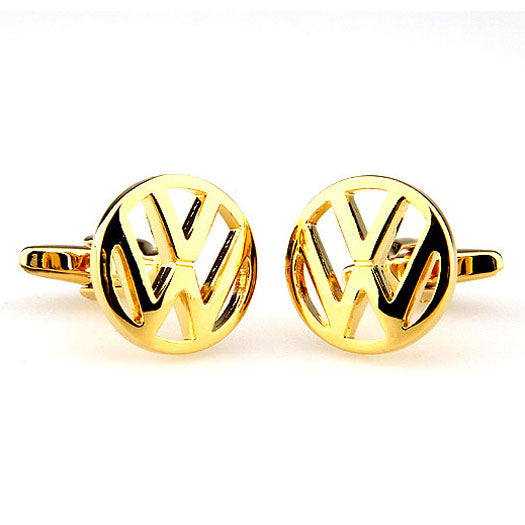 Volkswagen Cufflinks Hood Emblem Gold Cut Out Design Car Logo Car VW Cuff links