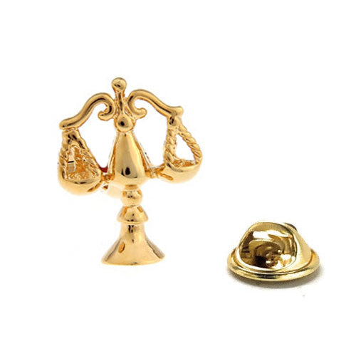 JayPins Gold Scales of Justice Lapel Pin – a polished gold symbol representing law, balance, and integrity, perfect for lawyers, judges, and law students as a professional or meaningful accessory.