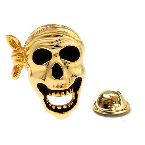 Pirate Skull Pin Gold Doubloon Color with Black Enamel Lapel Pin Caribbean Pirates Pin Lanyard Pin Pirate Cosplay Pirate Pin