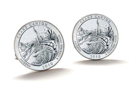 Grand Canyon National Park Coin Cufflinks Uncirculated U.S. Quarter 2010 Cuff Links Enamel Backing Cufflinks