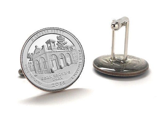 Harpers Ferry National Historical Park Coin Cufflinks Uncirculated U.S. Quarter 2016 Cuff Links Enamel Backing Cufflinks