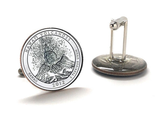 Hawaiʻi Volcanoes National Park Coin Cufflinks Uncirculated U.S. Quarter 2012 Tie Pin Hawaii