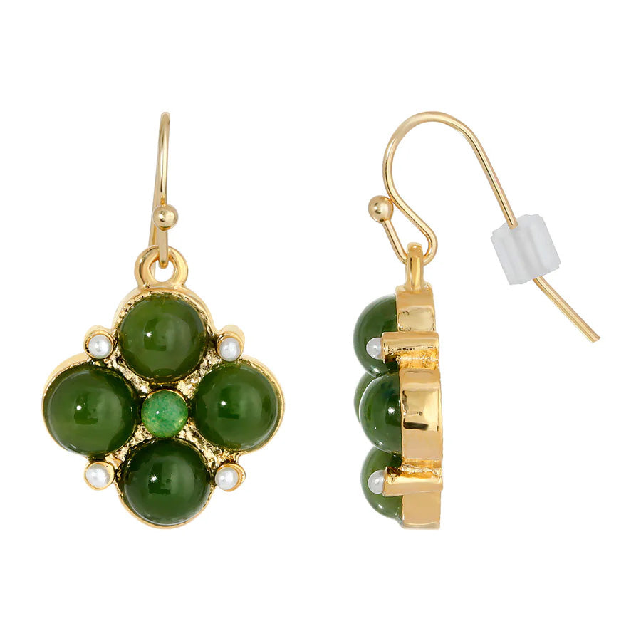 Women's Earrings Malachite Jewelry Four Round Gemstone Drop Earrings