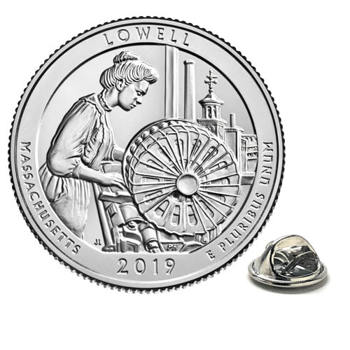 Lowell National Historical Park Coin Lapel Pin Uncirculated U.S. Quarter 2019 Tie Pin