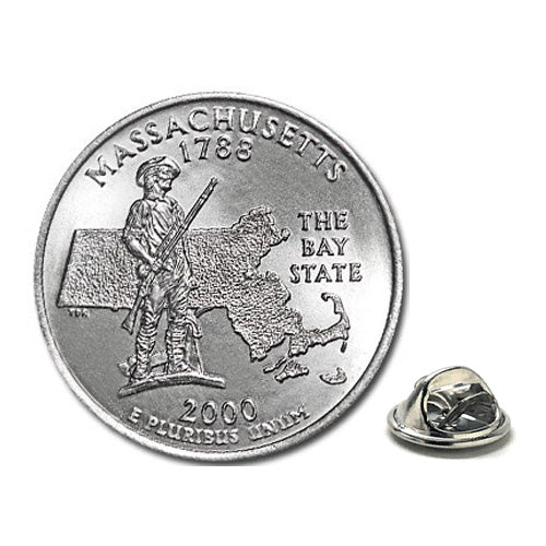 Massachusetts State Quarter Coin Lapel Pin Uncirculated U.S. Quarter 2000 Tie Pin