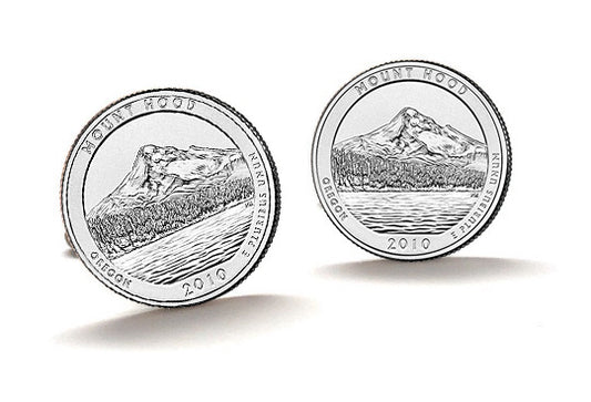 Mount Hood National Forest Coin Cufflinks Uncirculated U.S. Quarter 2010 Cuff Links Enamel Backing Cufflinks