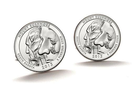 Mount Rushmore National Memorial Coin Cufflinks Uncirculated U.S. Quarter 2013 Cuff Links Enamel Backing Cufflinks