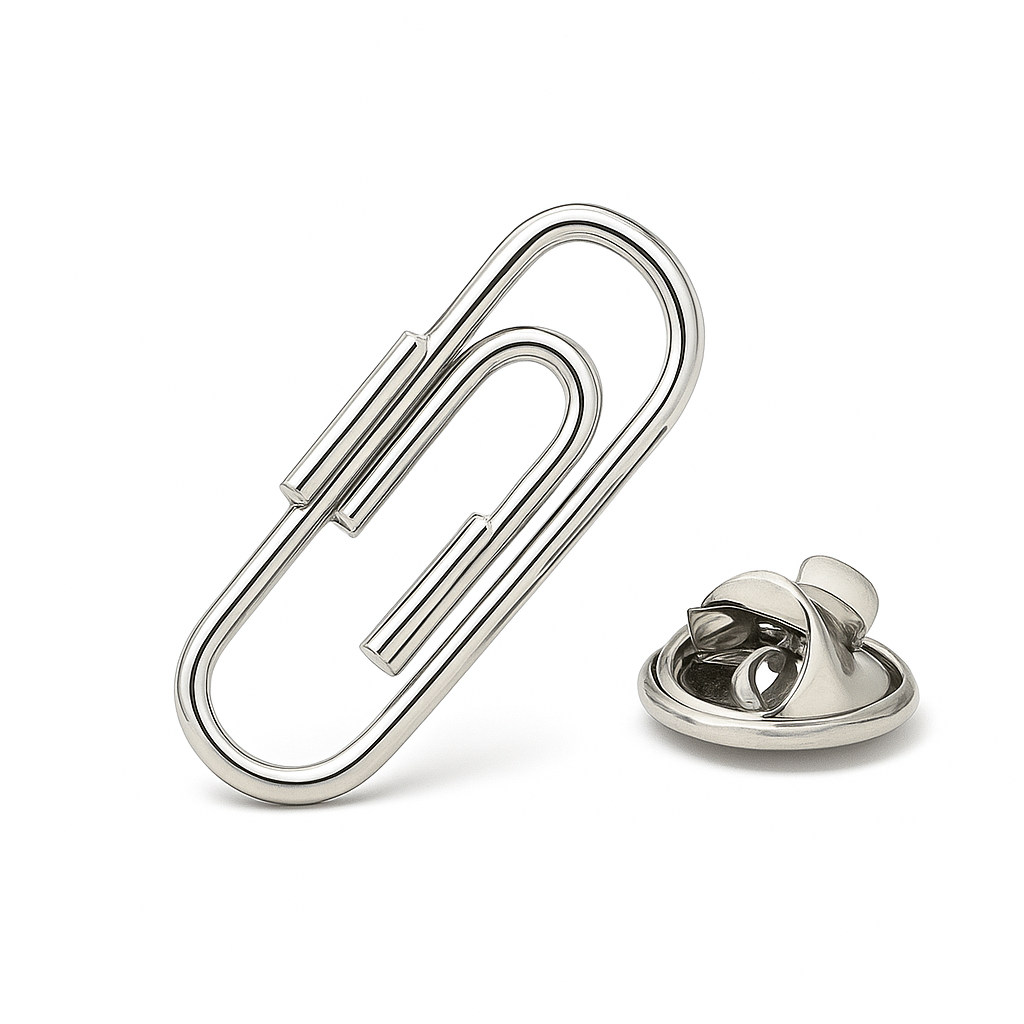 Silver Paper Clip Lapel Pin 