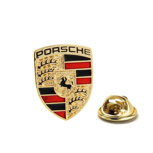 Porsche Logo Suit Lapel Pin Car Badge plate Hood Ornament Gold Enamel Pin