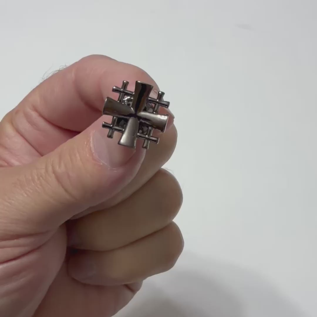 Gunmetal Jerusalem Cross Lapel Pin