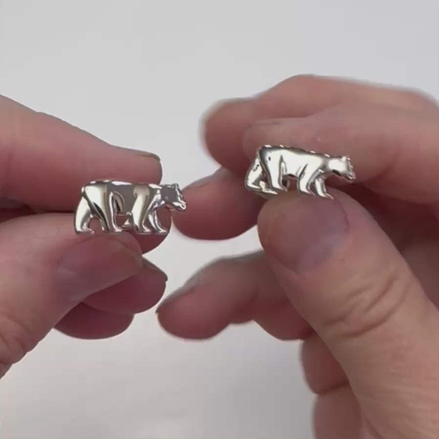 Silver Bear walking cufflinks 