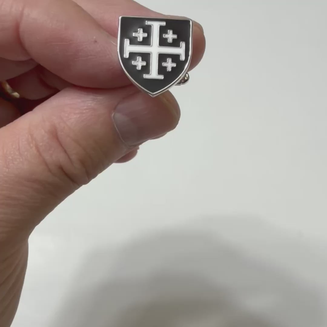 Jerusalem Cross Shield Cufflinks – Black & Silver