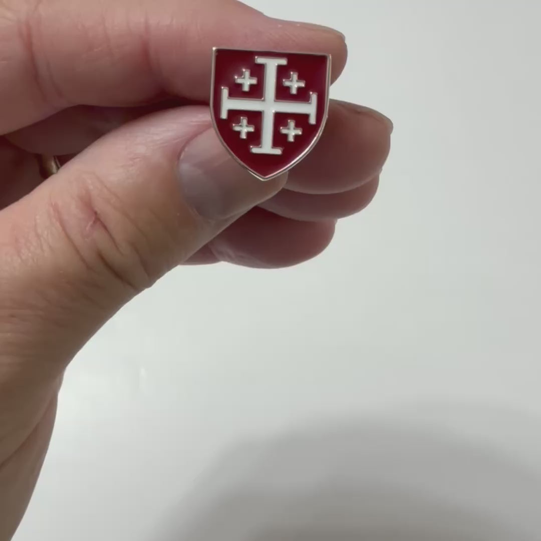 Burgundy & White Enamel Jerusalem Cross Cufflinks