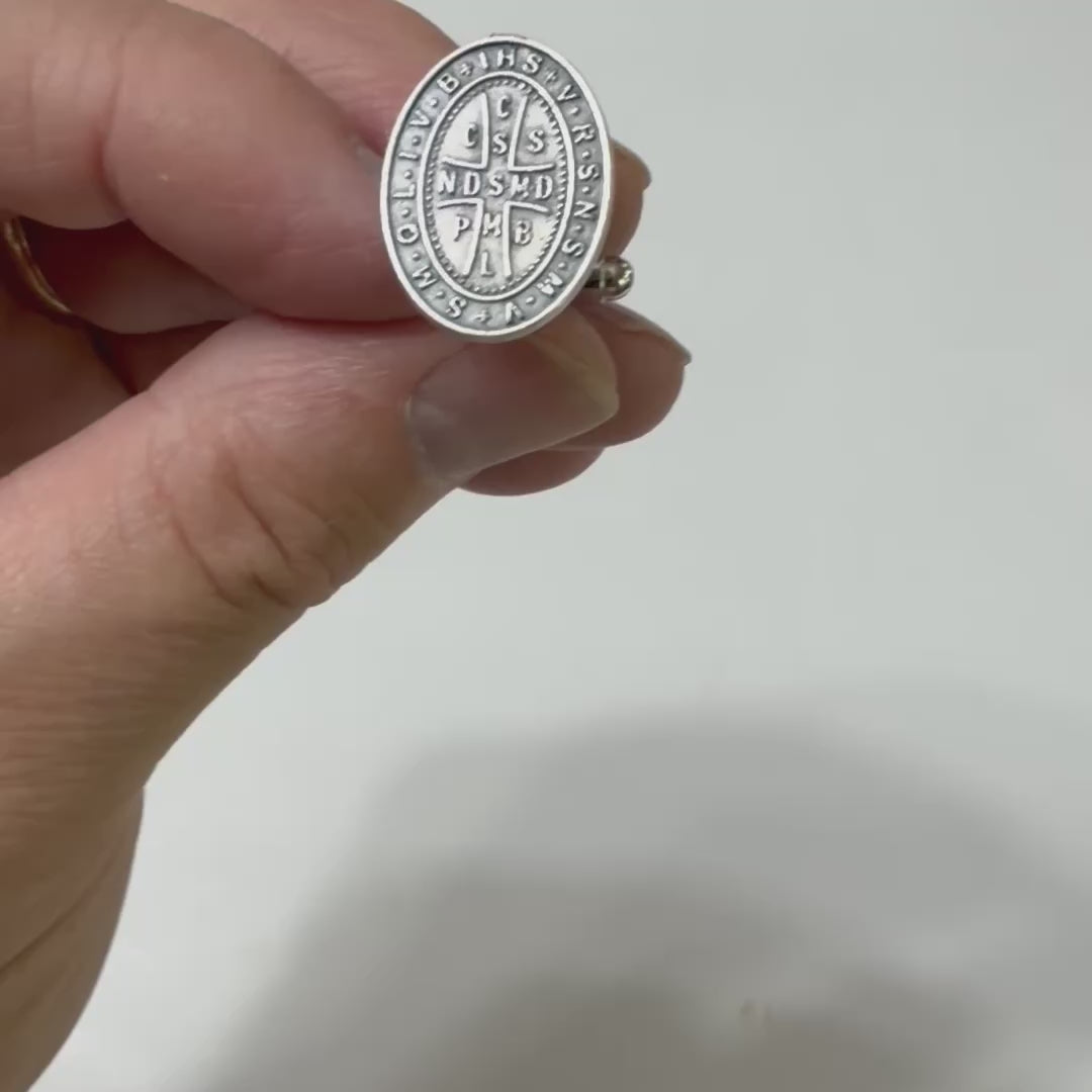 St. Benedict Cross Medal Catholic cufflinks for men