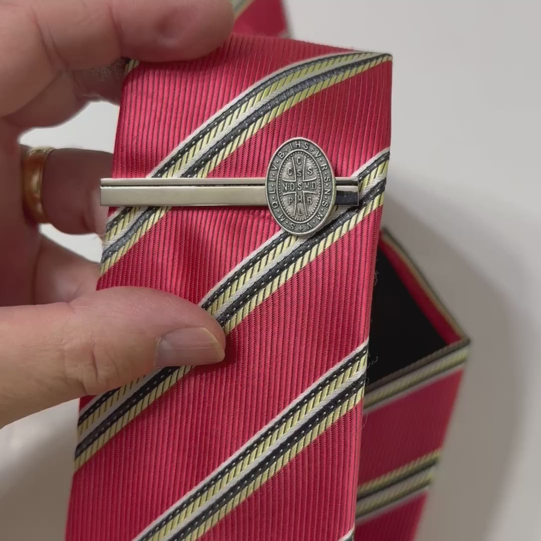 St. Benedict Cross Medal Tie Clip