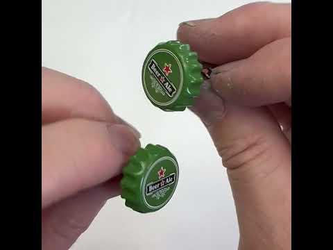 Unique Beer Bottle Cap Cufflinks - Green and Black Craft Brew Accessories for Men