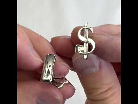 Sterling silver dollar sign cufflinks for men – 925 money symbol cufflinks