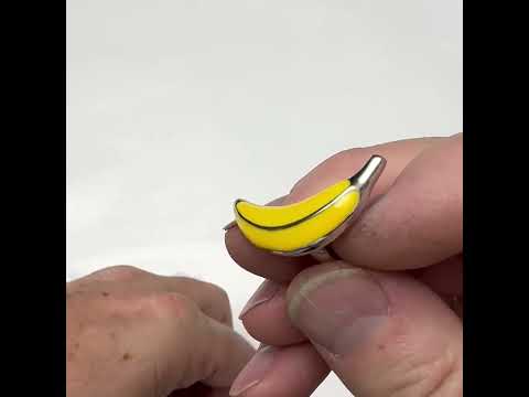 Going Bananas Cufflinks Silver and Yellow Enamel Cuffs Banana Fruit Cuff Links Banana Loving Fun