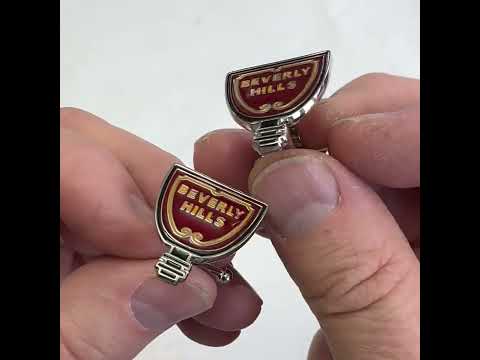 Beverly Hills Street Sign Cufflinks Brown and Yellow Enamel Design Cuff Links Movie Star Cosplay Cufflinks