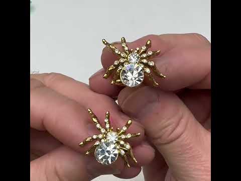 Big Gold Crystal Spider Cufflinks – Bold & Unique Statement Accessory for Men