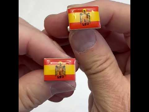 Spain Flag Cufflinks National Pride Design Bullet Backing