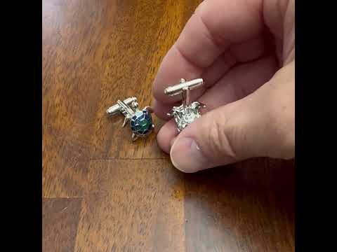 Sea Turtle Cufflinks Tropical Turtle 3D Ocean Silver