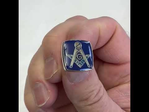 Freemason Lapel Pin Freemasonry Pin Silver Blue Polished Enamel Pin Masonic